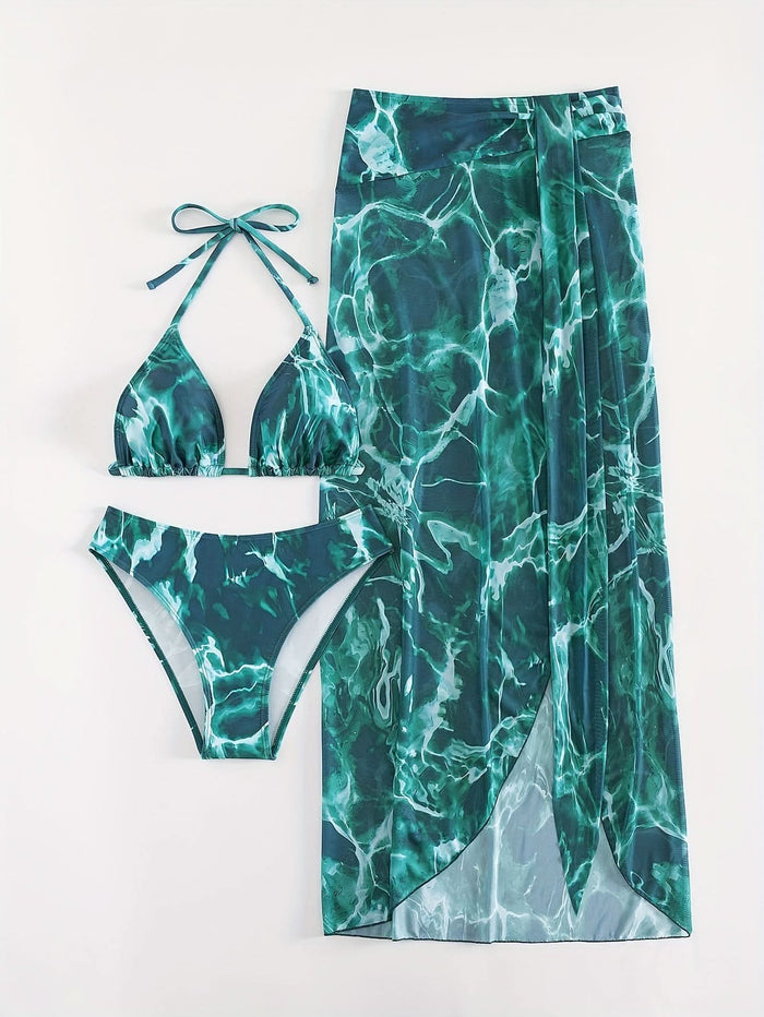 Ibiza Sunset – Tie - Dye Bikini Set with Cover - Up Skirt - Maison Moriah
