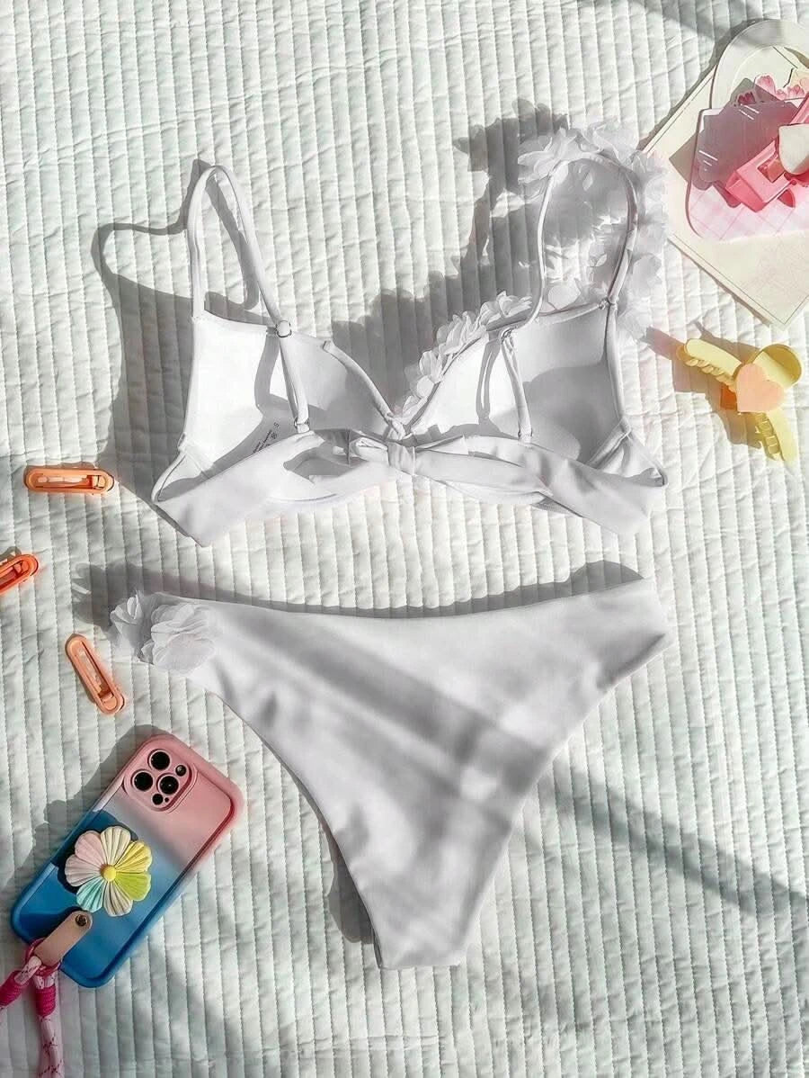 Madeira Blossom — Summer Flower Deco V - Neck Bikini Set - Maison Moriah