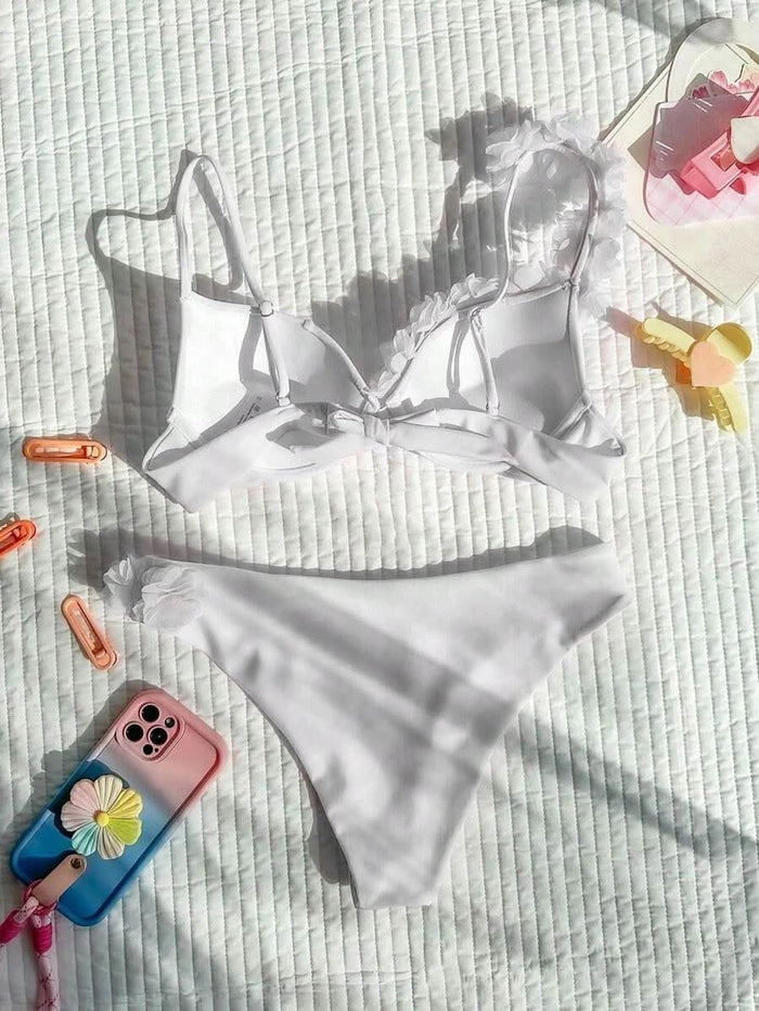 Madeira Blossom — Summer Flower Deco V - Neck Bikini Set - Maison Moriah