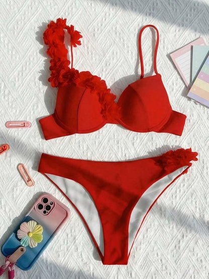 Madeira Blossom — Summer Flower Deco V - Neck Bikini Set - Maison Moriah