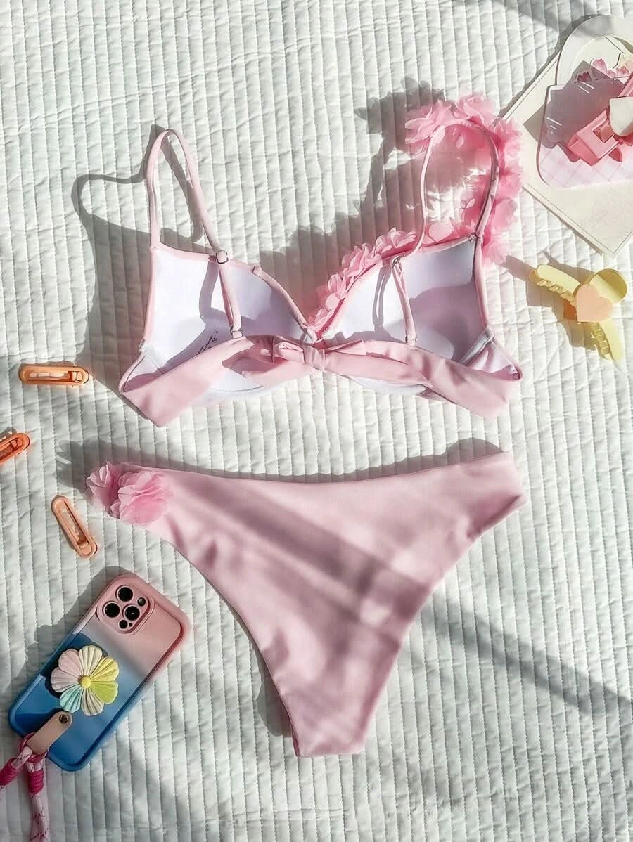 Madeira Blossom — Summer Flower Deco V - Neck Bikini Set - Maison Moriah