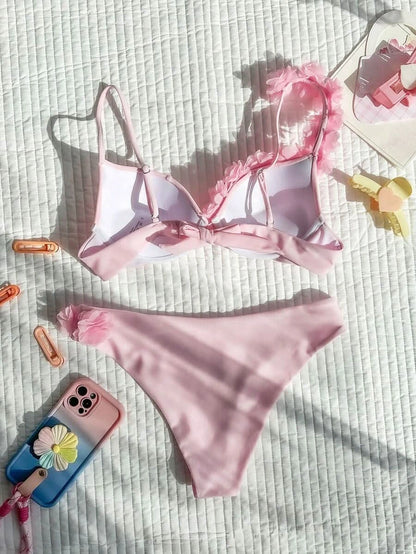 Madeira Blossom — Summer Flower Deco V - Neck Bikini Set - Maison Moriah