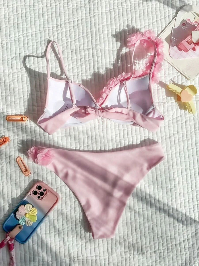 Madeira Blossom — Summer Flower Deco V - Neck Bikini Set - Maison Moriah