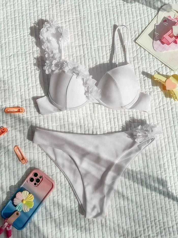 Madeira Blossom — Summer Flower Deco V - Neck Bikini Set - Maison Moriah