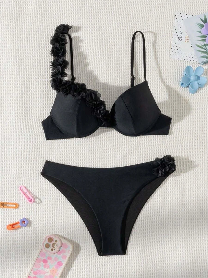 Madeira Blossom — Summer Flower Deco V - Neck Bikini Set - Maison Moriah