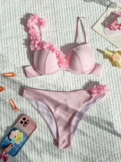 Madeira Blossom — Summer Flower Deco V - Neck Bikini Set - Maison Moriah