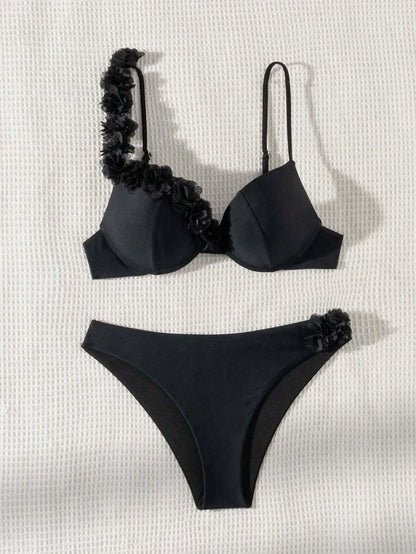 Madeira Blossom — Summer Flower Deco V - Neck Bikini Set - Maison Moriah
