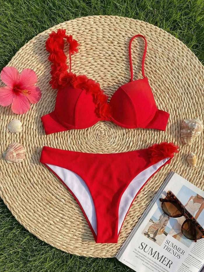 Madeira Blossom — Summer Flower Deco V - Neck Bikini Set - Maison Moriah