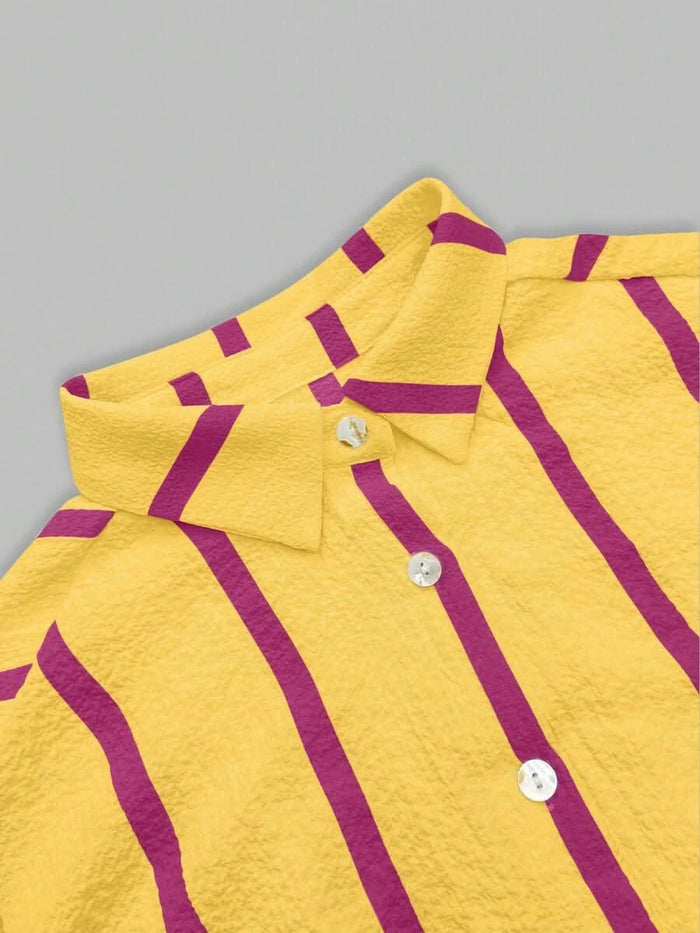 Portofino Pink — Women's Pink Striped Chiffon Blouse - Maison Moriah