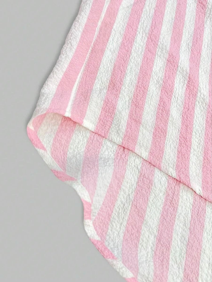 Portofino Pink — Women's Pink Striped Chiffon Blouse - Maison Moriah