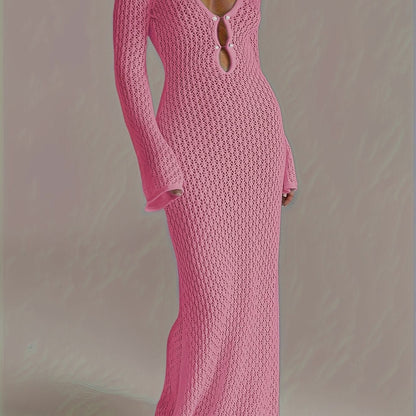 Santorini Pearl – Long Crochet Beach Dress - Maison Moriah