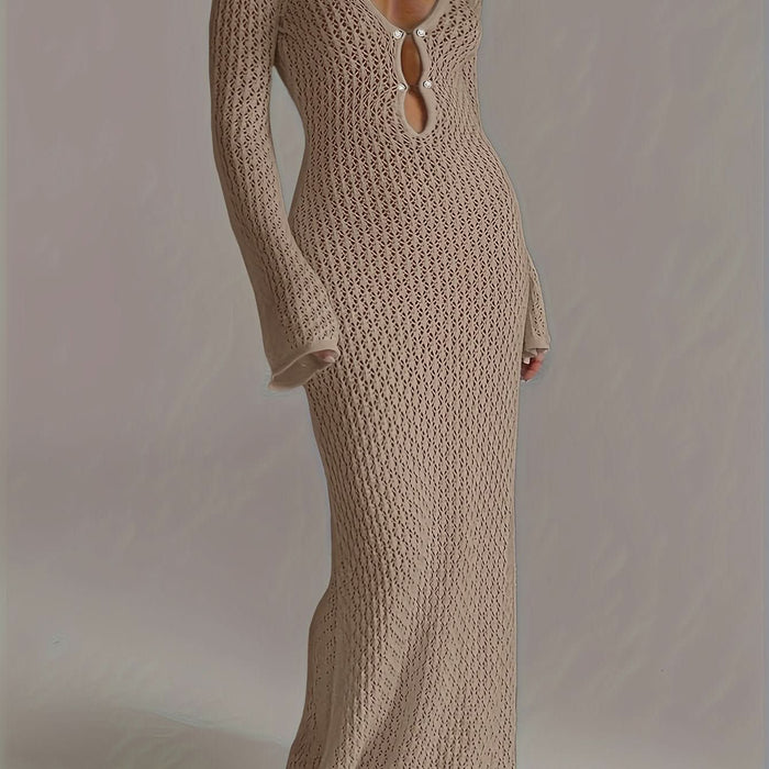 Santorini Pearl – Long Crochet Beach Dress - Maison Moriah