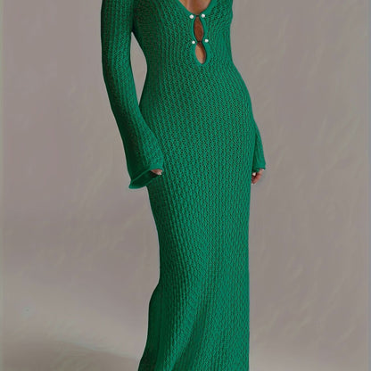 Santorini Pearl – Long Crochet Beach Dress - Maison Moriah