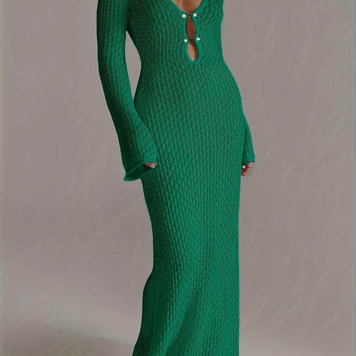 Santorini Pearl – Long Crochet Beach Dress - Maison Moriah