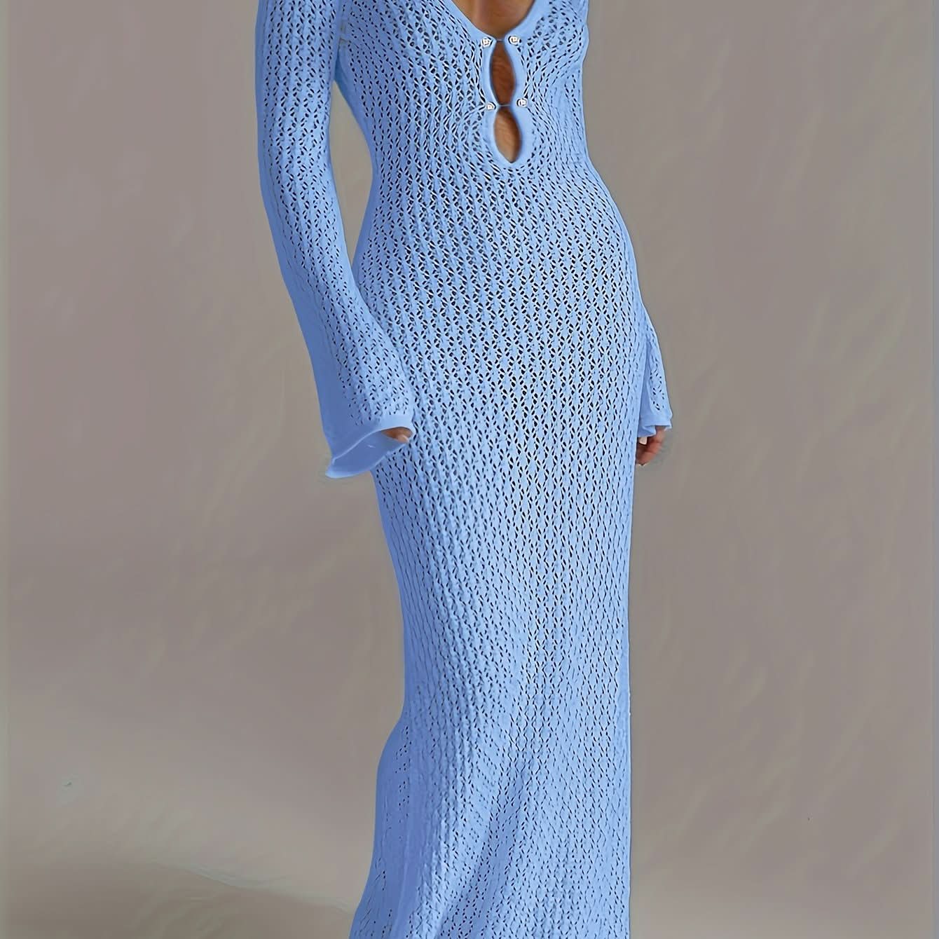 Santorini Pearl – Long Crochet Beach Dress - Maison Moriah