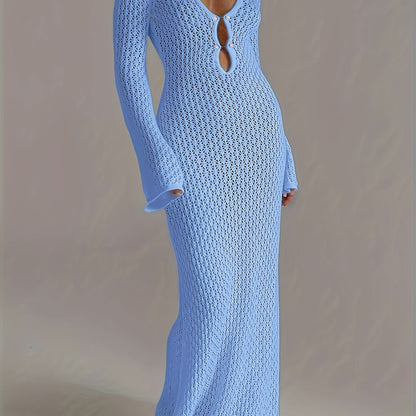 Santorini Pearl – Long Crochet Beach Dress - Maison Moriah