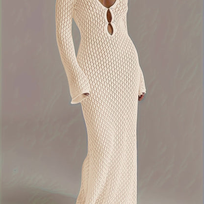 Santorini Pearl – Long Crochet Beach Dress - Maison Moriah