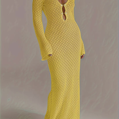 Santorini Pearl – Long Crochet Beach Dress - Maison Moriah