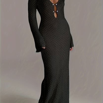 Santorini Pearl – Long Crochet Beach Dress - Maison Moriah