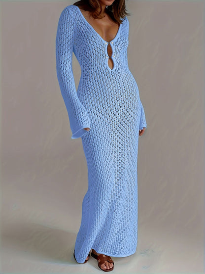 Santorini Pearl – Long Crochet Beach Dress - Maison Moriah