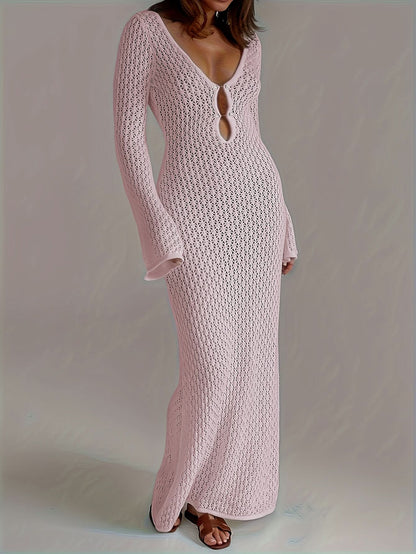 Santorini Pearl – Long Crochet Beach Dress - Maison Moriah