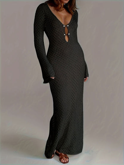 Santorini Pearl – Long Crochet Beach Dress - Maison Moriah