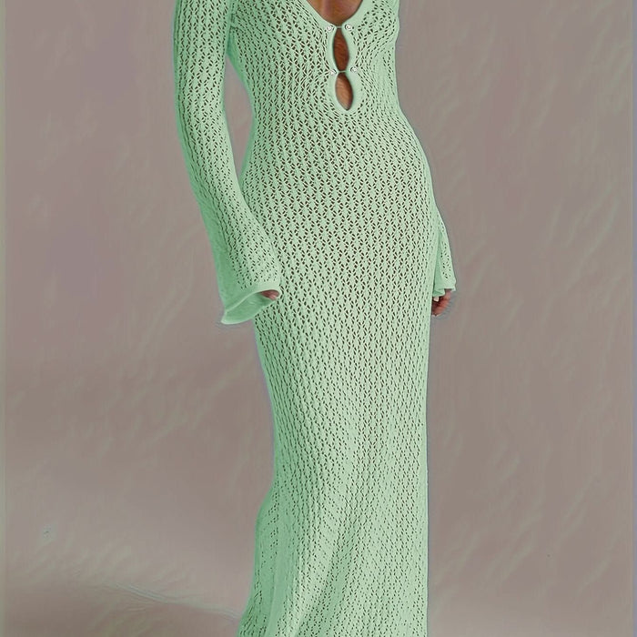 Santorini Pearl – Long Crochet Beach Dress - Maison Moriah
