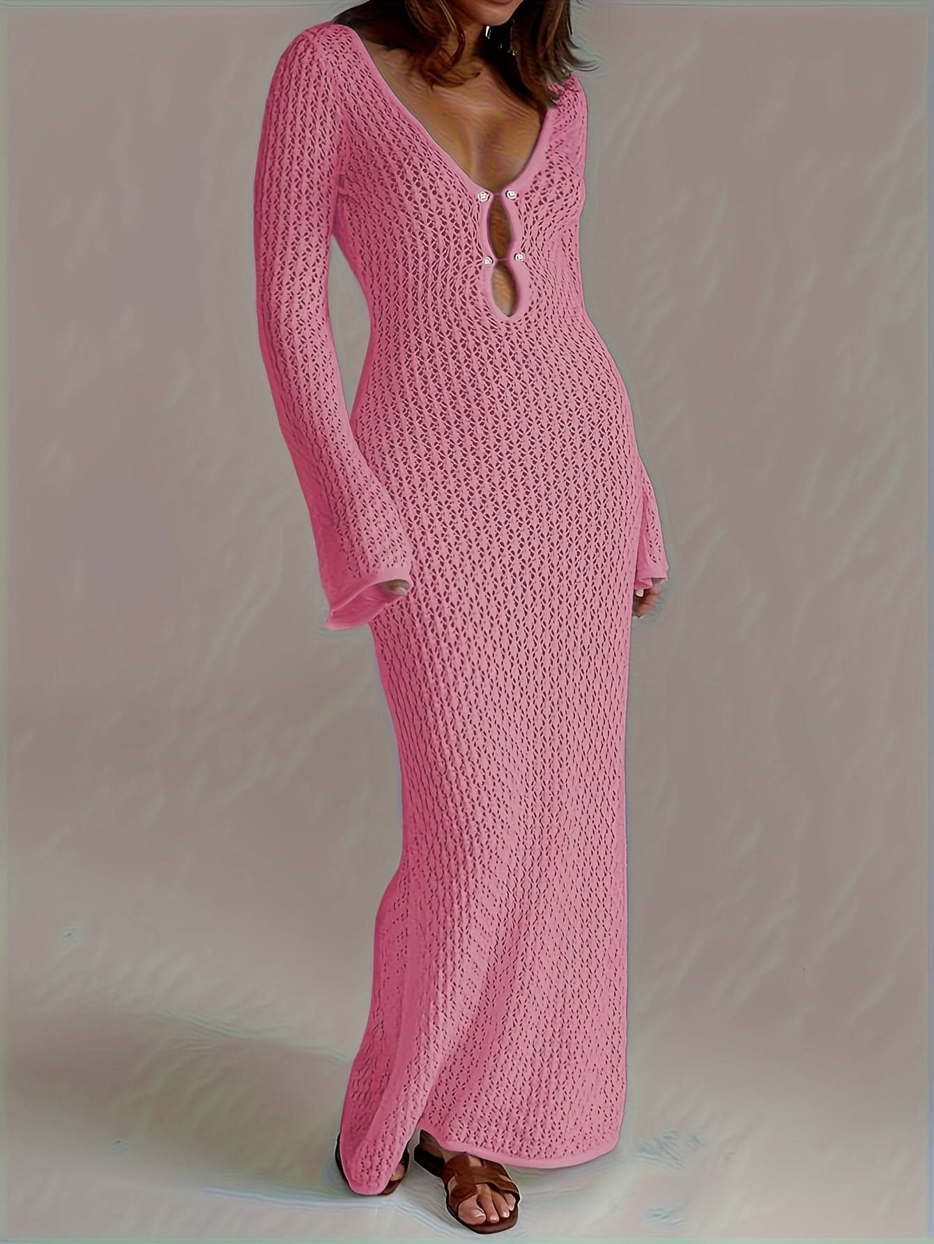 Santorini Pearl – Long Crochet Beach Dress - Maison Moriah
