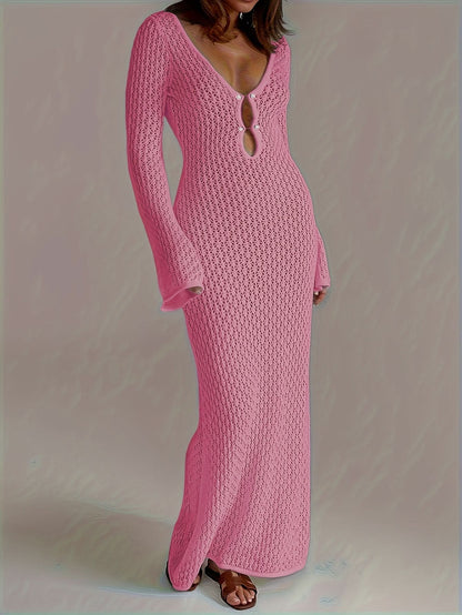 Santorini Pearl – Long Crochet Beach Dress - Maison Moriah
