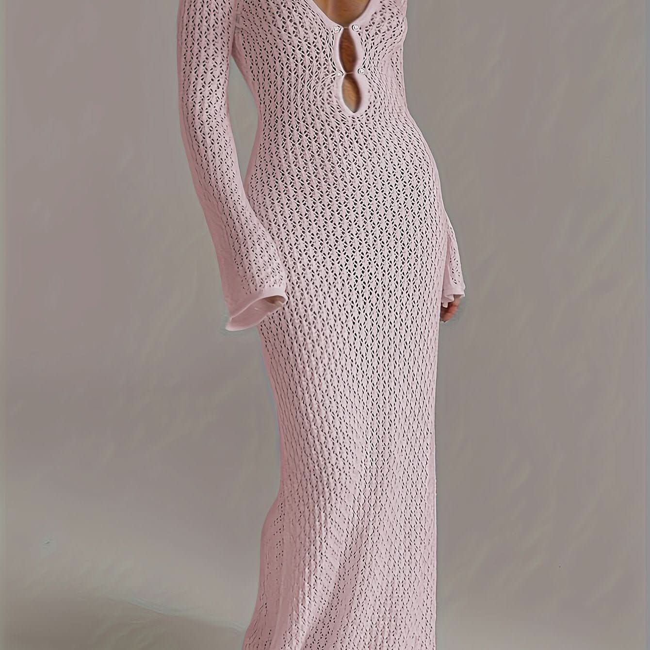 Santorini Pearl – Long Crochet Beach Dress - Maison Moriah