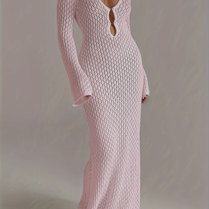 Santorini Pearl – Long Crochet Beach Dress - Maison Moriah