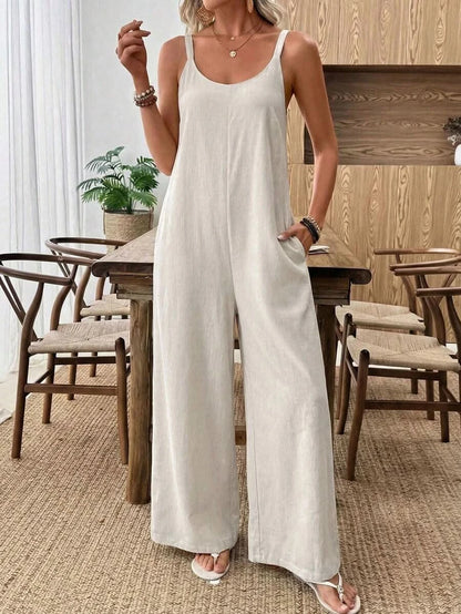 Santorini Sky — Women's Casual Wide - Leg Jumpsuit - Maison Moriah