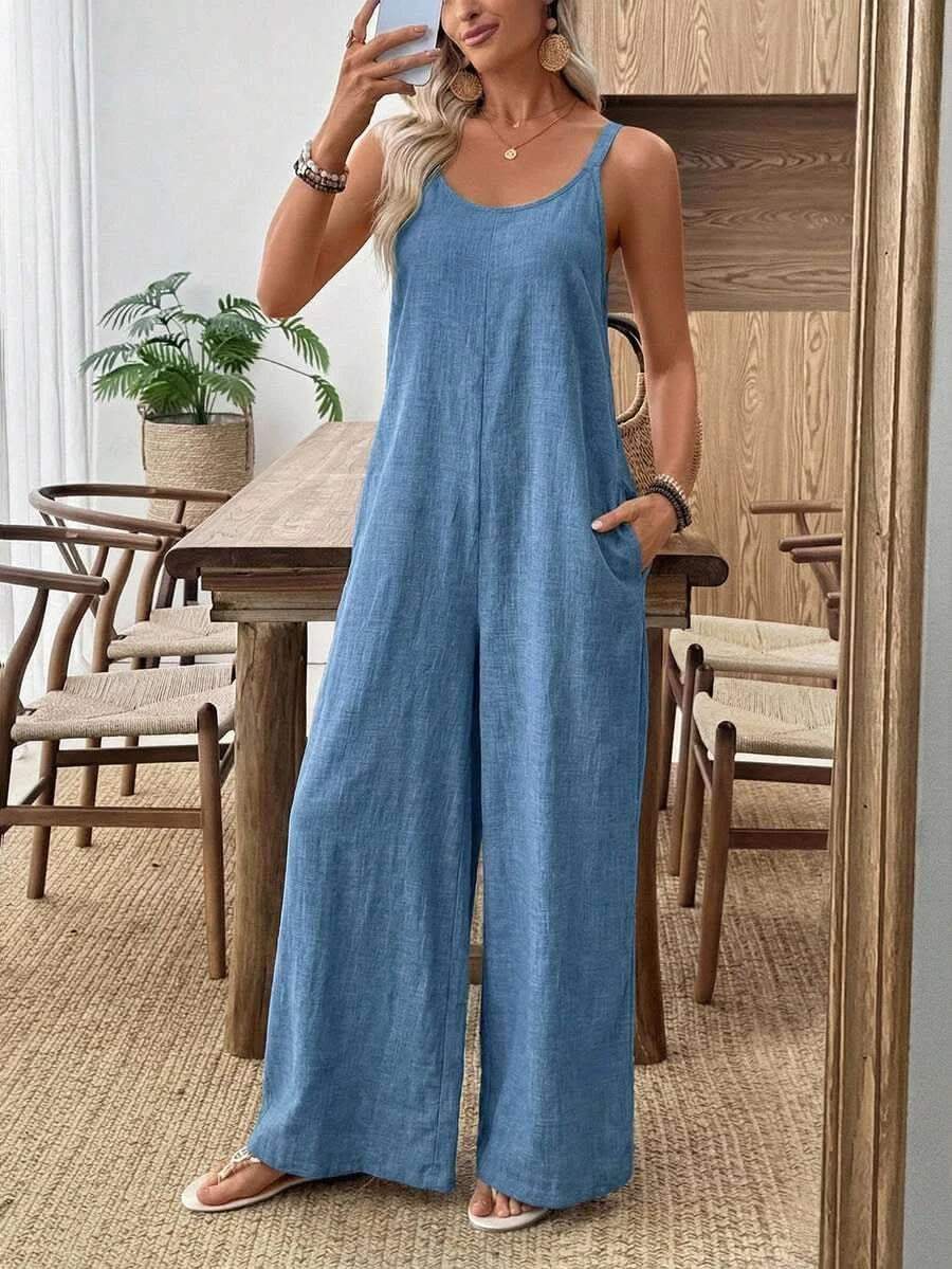Santorini Sky — Women's Casual Wide - Leg Jumpsuit - Maison Moriah
