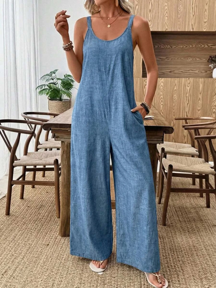 Santorini Sky — Women's Casual Wide - Leg Jumpsuit - Maison Moriah