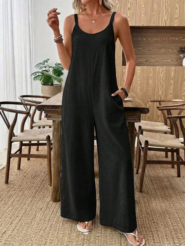 Santorini Sky — Women's Casual Wide - Leg Jumpsuit - Maison Moriah