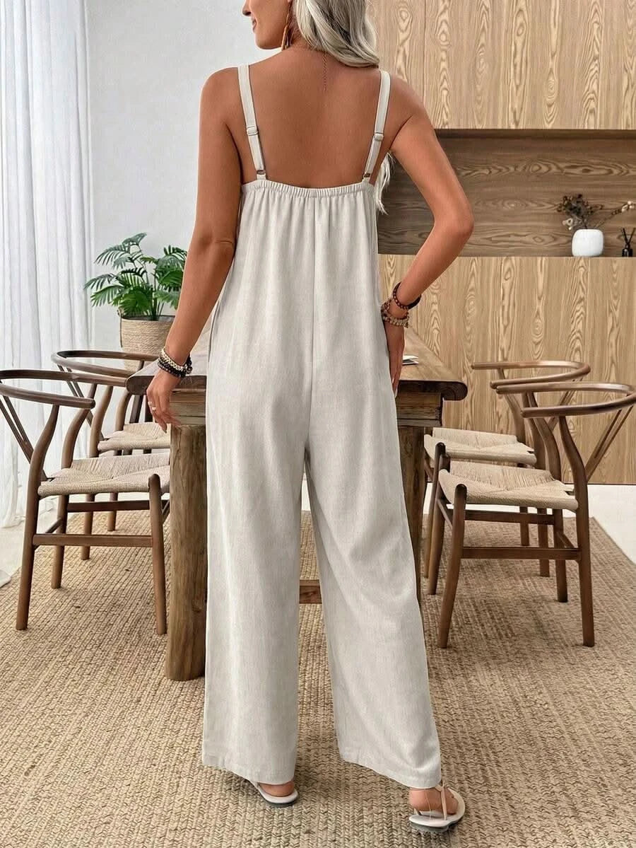 Santorini Sky — Women's Casual Wide - Leg Jumpsuit - Maison Moriah