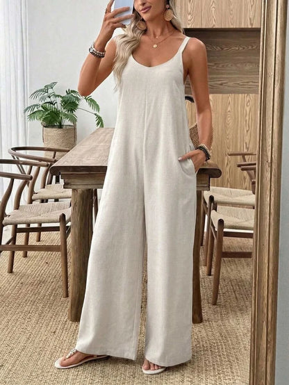 Santorini Sky — Women's Casual Wide - Leg Jumpsuit - Maison Moriah
