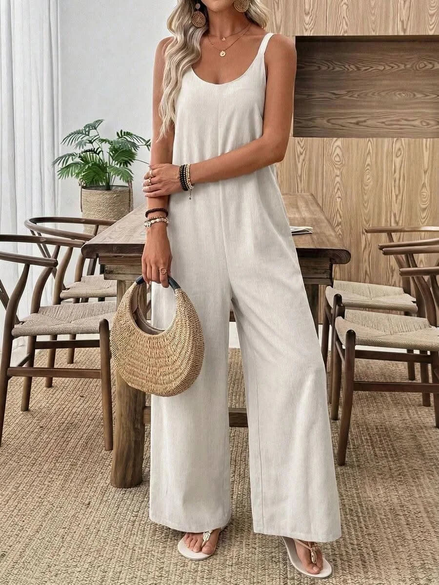 Santorini Sky — Women's Casual Wide - Leg Jumpsuit - Maison Moriah