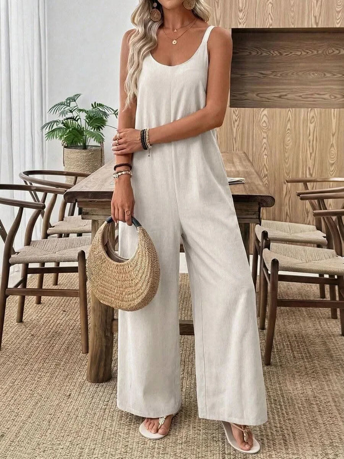 Santorini Sky — Women's Casual Wide - Leg Jumpsuit - Maison Moriah