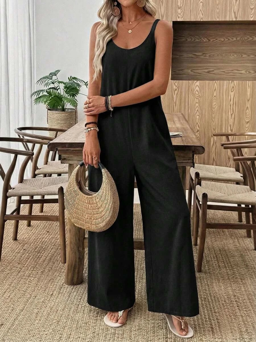 Santorini Sky — Women's Casual Wide - Leg Jumpsuit - Maison Moriah