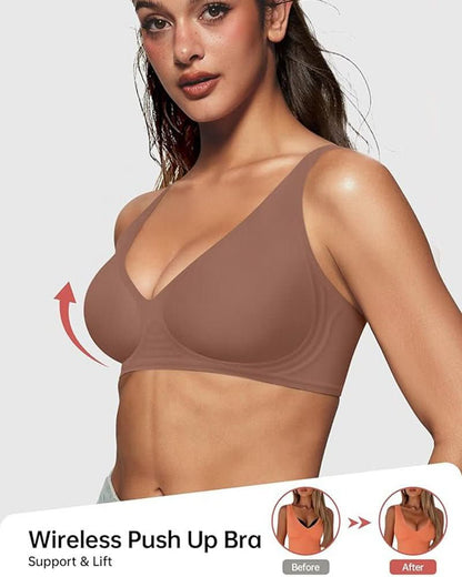 Seamless Deep V Push - Up Wireless Bra - Maison Moriah