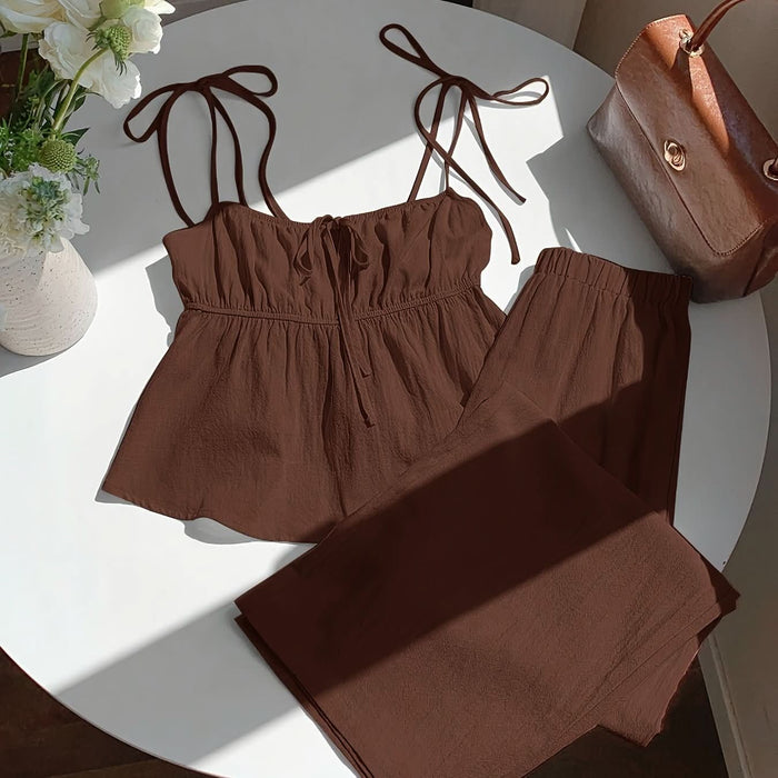 Solid Color Summer Set — Chic Top and Wide - Leg Pants - Maison Moriah
