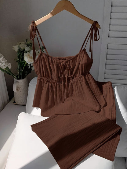 Solid Color Summer Set — Chic Top and Wide - Leg Pants - Maison Moriah