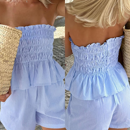 Spring & Summer Casual Set — Ruffled Top and Shorts - Maison Moriah