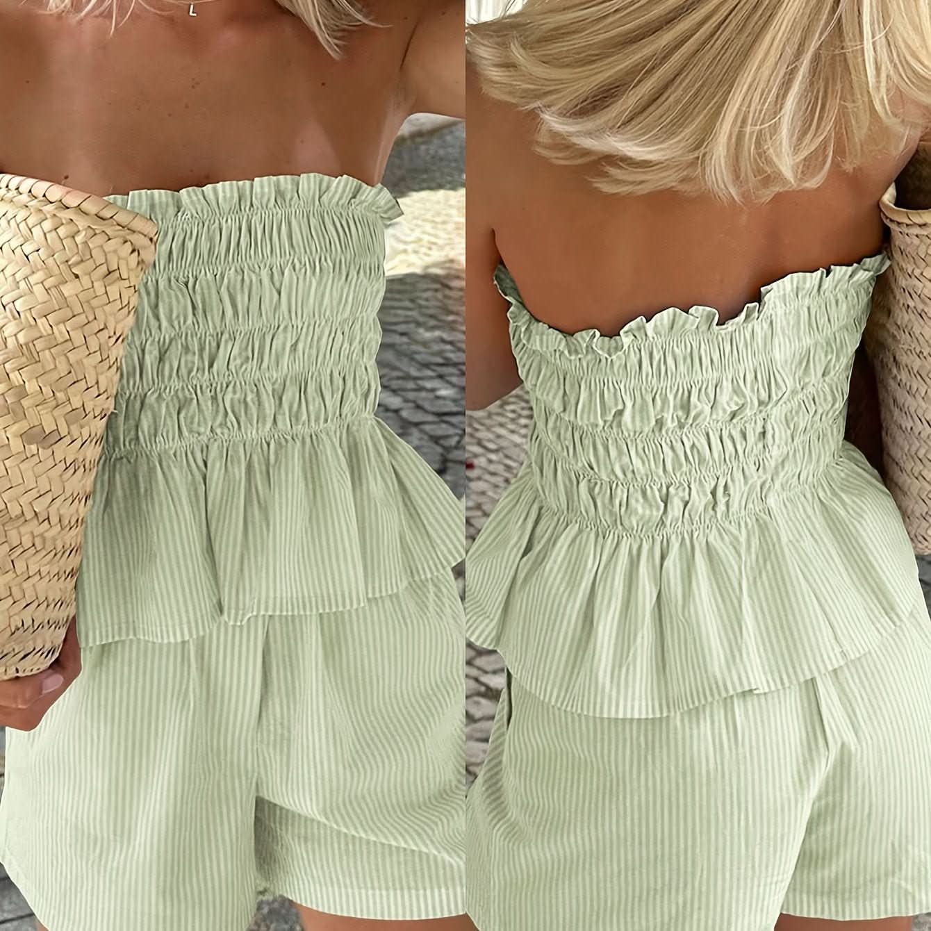 Spring & Summer Casual Set — Ruffled Top and Shorts - Maison Moriah