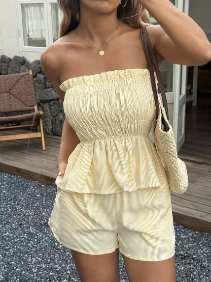 Spring & Summer Casual Set — Ruffled Top and Shorts - Maison Moriah