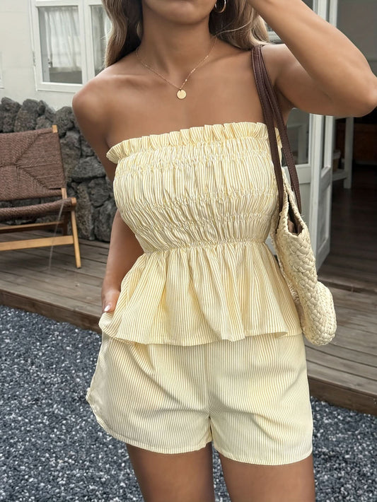 Spring & Summer Casual Set — Ruffled Top and Shorts - Maison Moriah