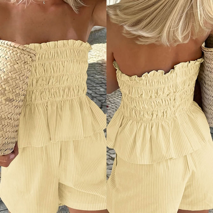 Spring & Summer Casual Set — Ruffled Top and Shorts - Maison Moriah