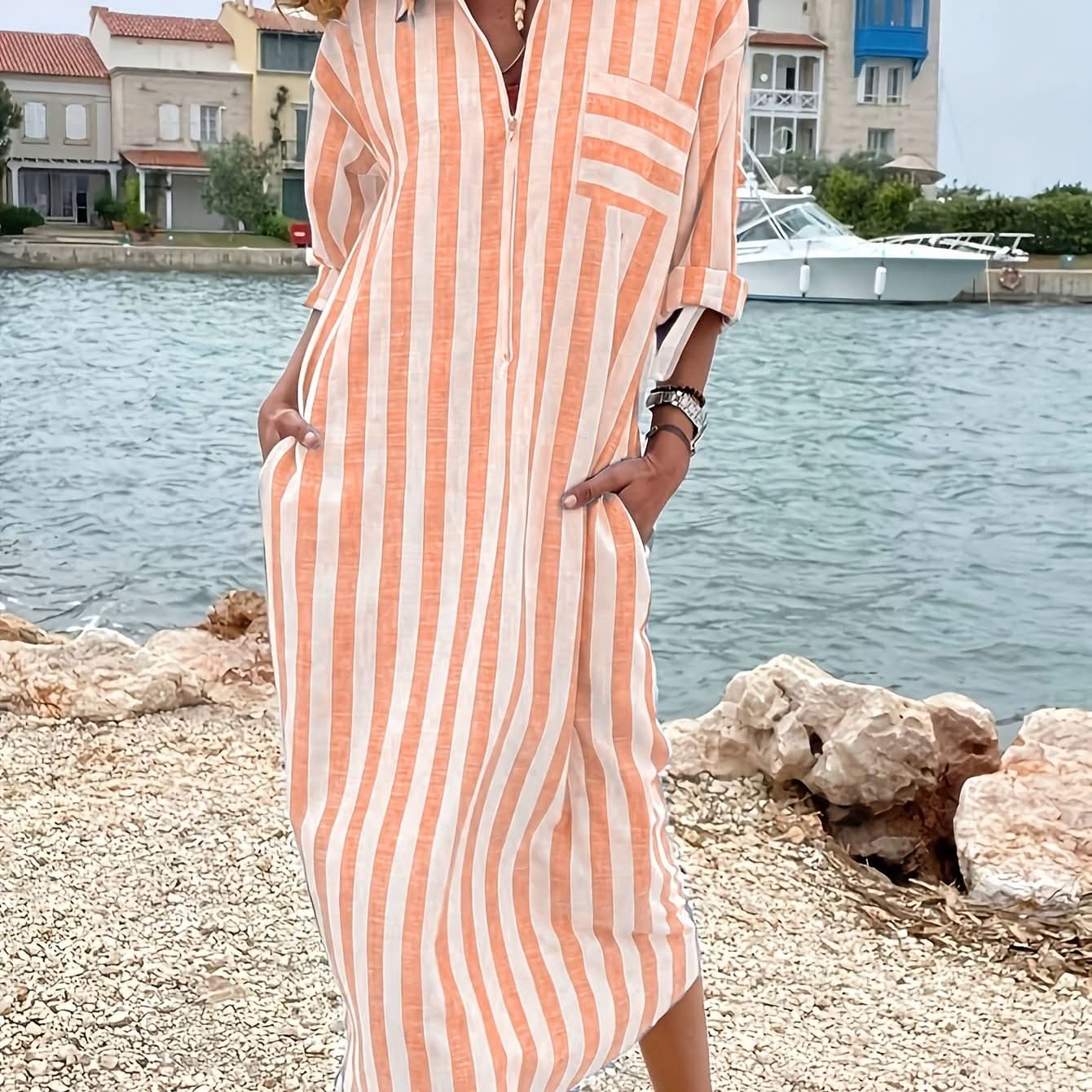Striped Shirt Dress — Directional Casual Style - Maison Moriah