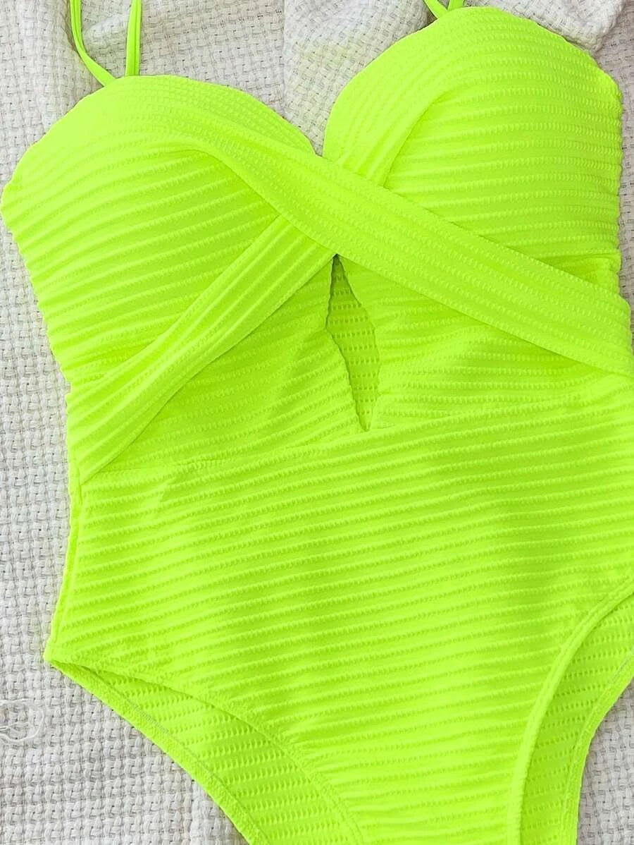Swim SXY 1pc Women's Solid Color Criss - Cross Design One - Piece Swimsuit, Push Up, Wireless - Maison Moriah